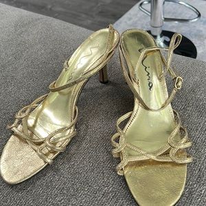 Nina Gold strappy kitten heels